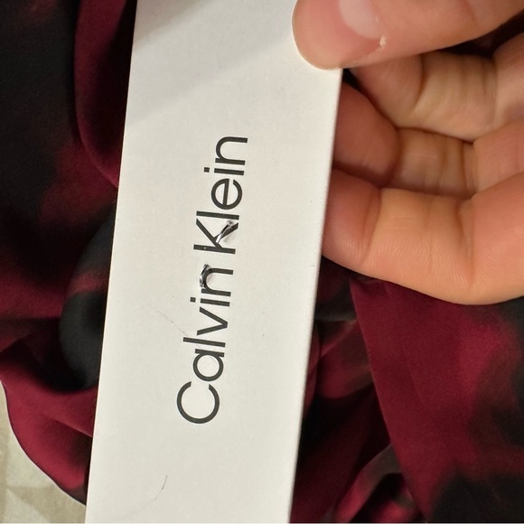 Calvin Klein red satin faux wrap blouse - Picture 2 of 3
